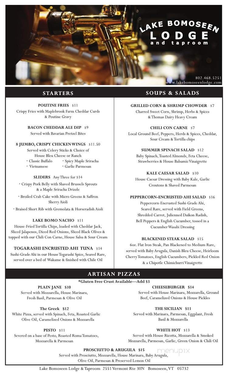 Lake Bomoseen Lodge Taproom - Castleton, VT menu_pic