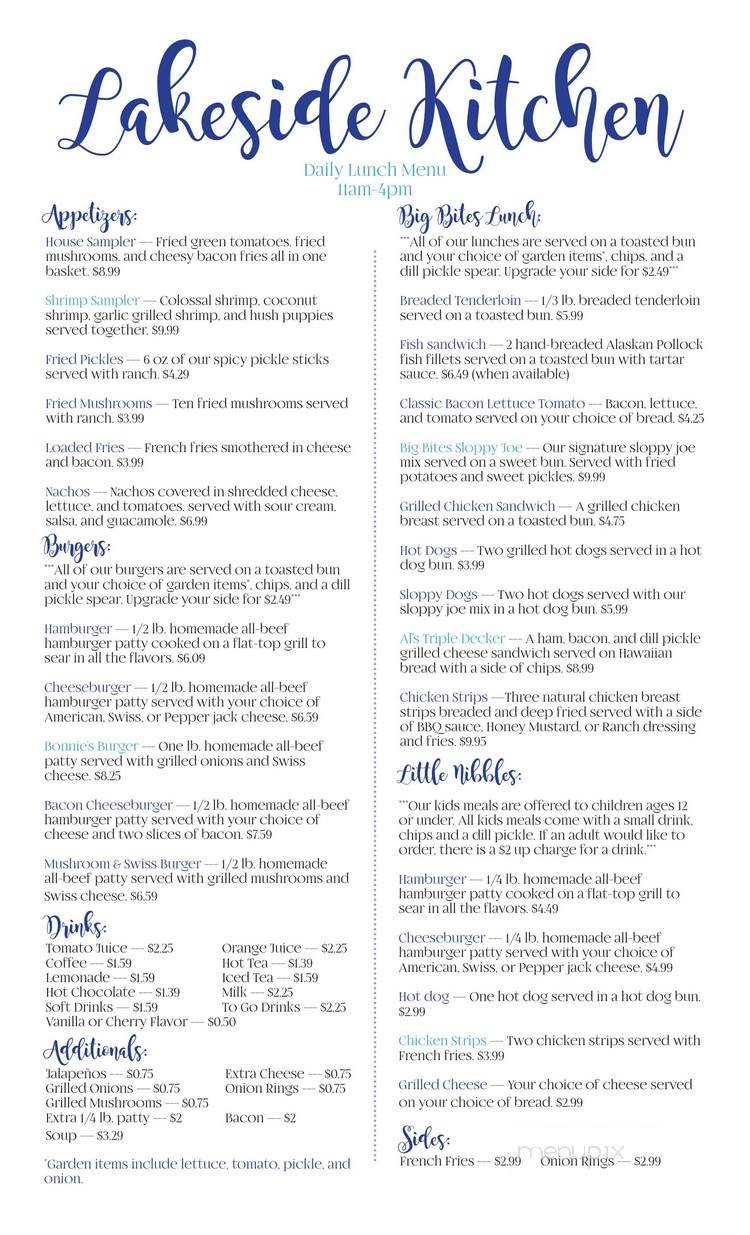 Lakeside kitchen - Macy, IN menu_pic