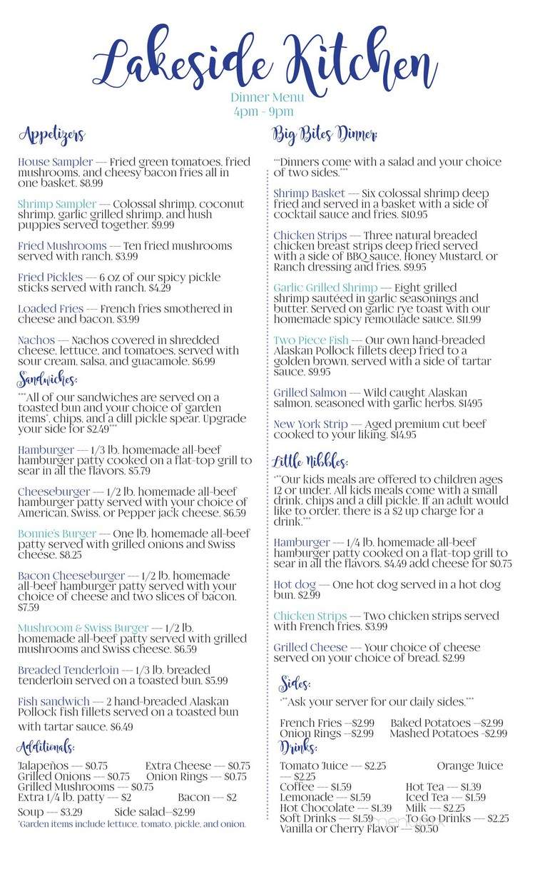 Lakeside kitchen - Macy, IN menu_pic