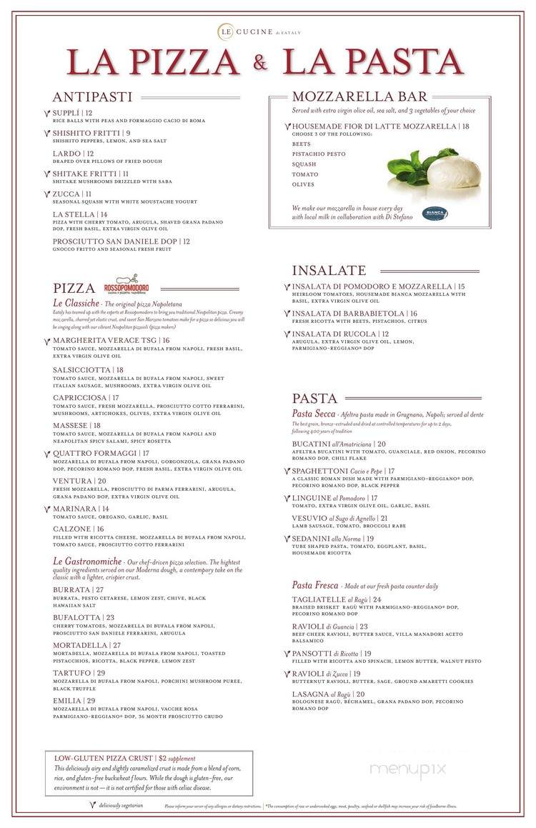 La Pizza & La Pasta at Eataly - Los Angeles, CA menu_pic
