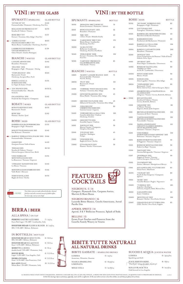 La Pizza & La Pasta at Eataly - Los Angeles, CA menu_pic