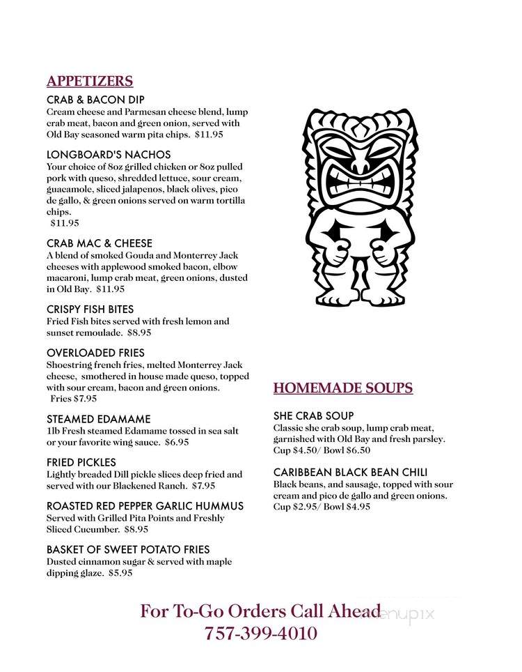 Longboards East Beach - Norfolk, VA menu_pic