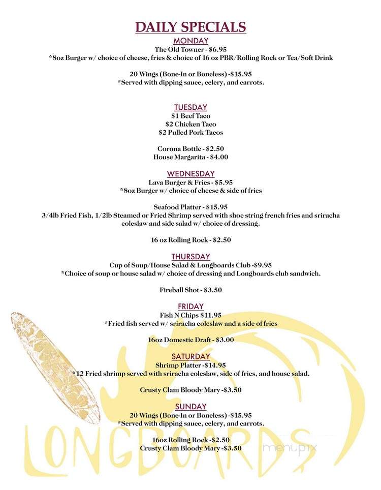 Longboards East Beach - Norfolk, VA menu_pic