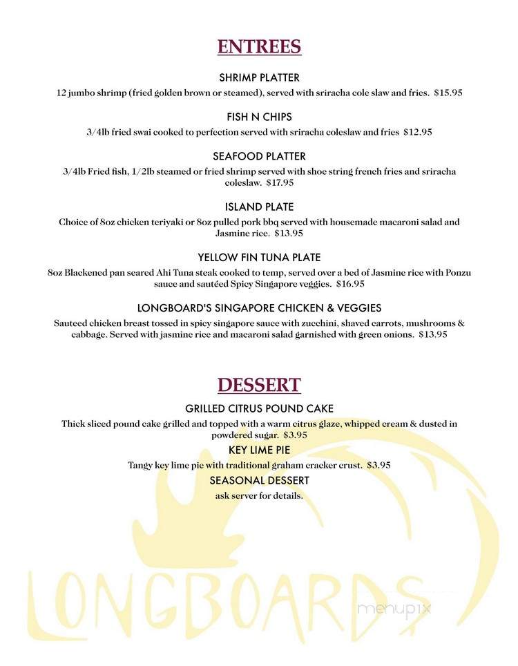 Longboards East Beach - Norfolk, VA menu_pic