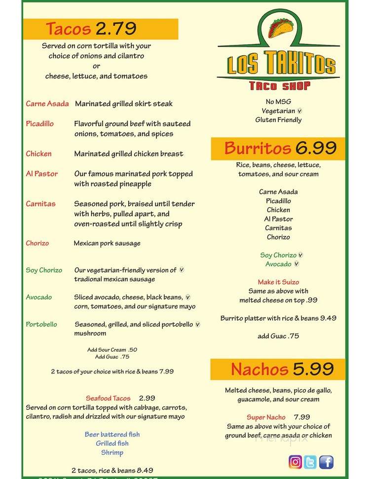 Taco Shop - Palatine, IL menu_pic