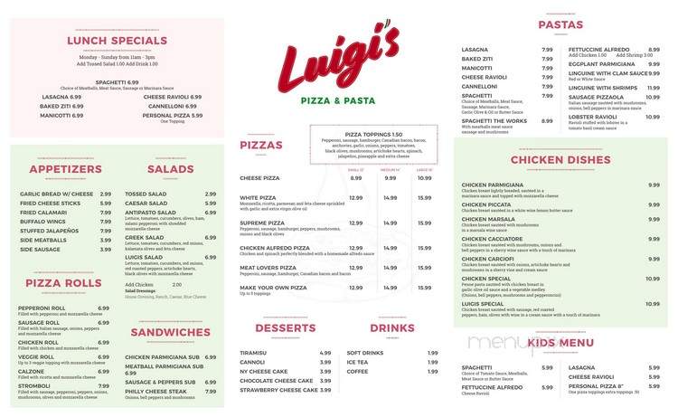 Luigi's Pizza & Pasta - Aubrey, TX menu_pic