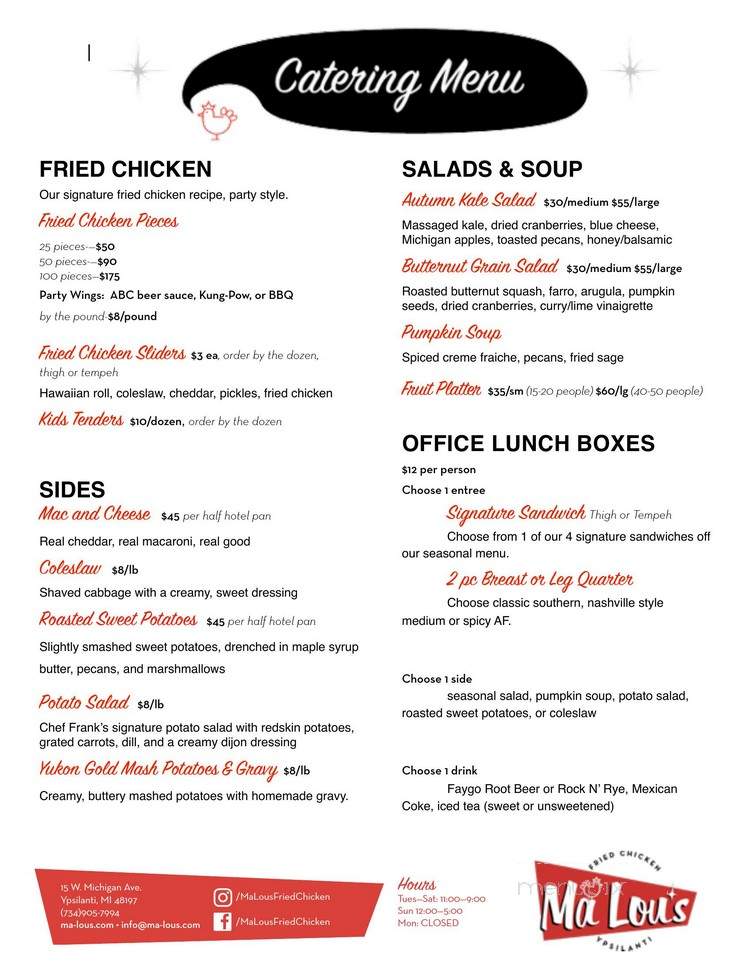 Ma Lou's Fried Chicken - Ypsilanti, MI menu_pic