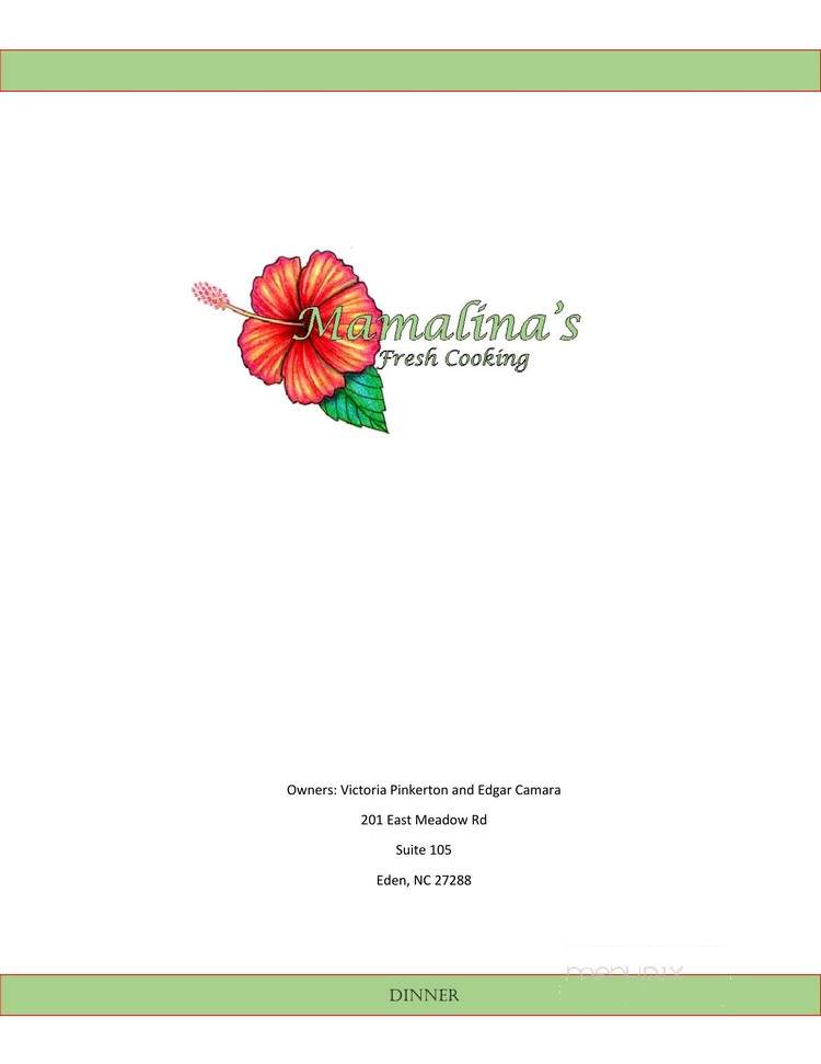 Mamalina's Fresh Cooking - Eden, NC menu_pic