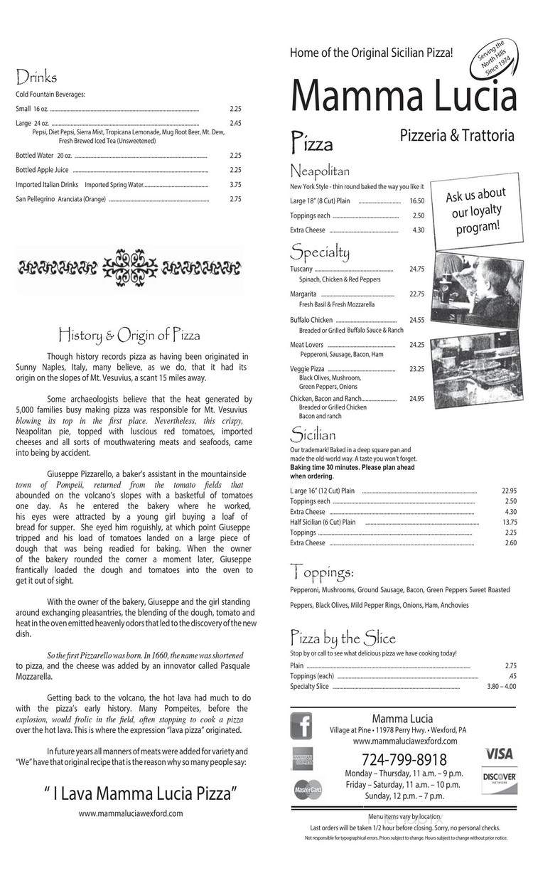Mamma Lucia - Wexford, PA menu_pic