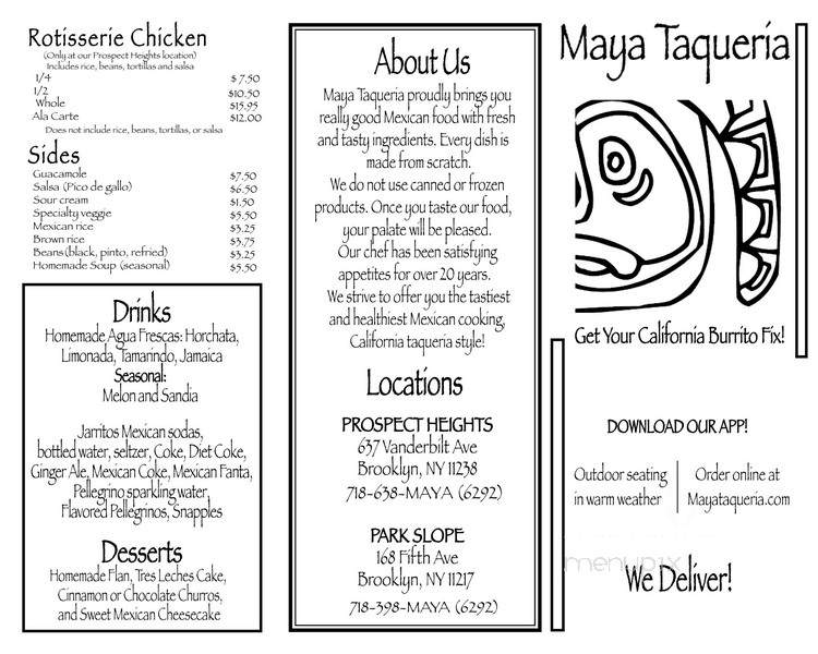Maya Taqueria - Brooklyn, NY menu_pic