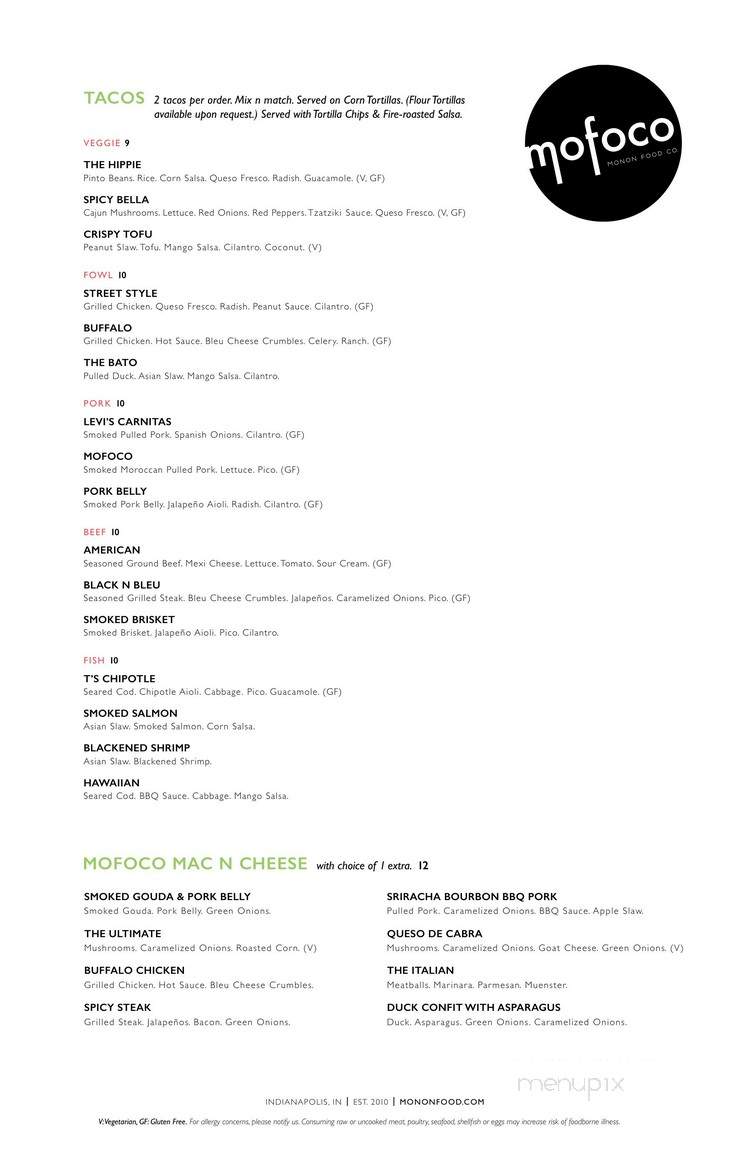 Mofoco - Indianapolis, IN menu_pic