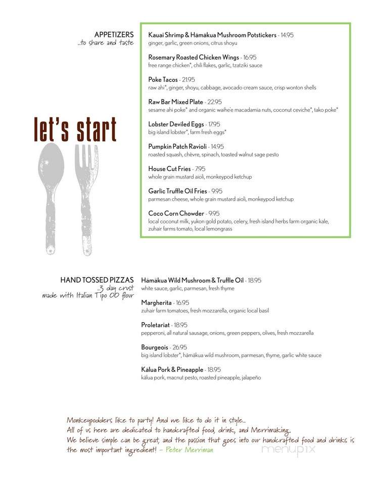 Monkeypod Kitchen - Lahaina, HI menu_pic