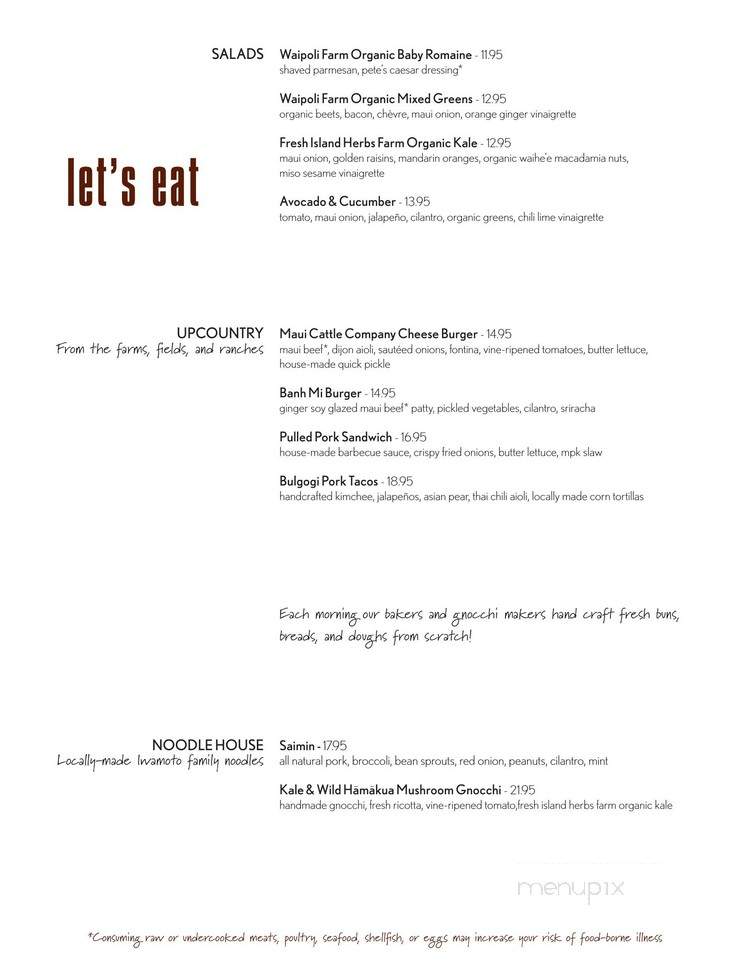 Monkeypod Kitchen - Lahaina, HI menu_pic