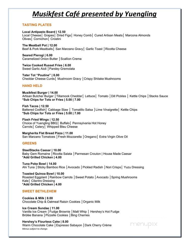 Musikfest Cafe - Bethlehem, PA menu_pic