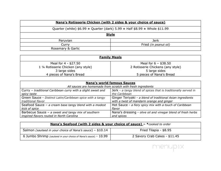 Nana's Rotisserie Chicken & Seafood - Waldorf, MD menu_pic