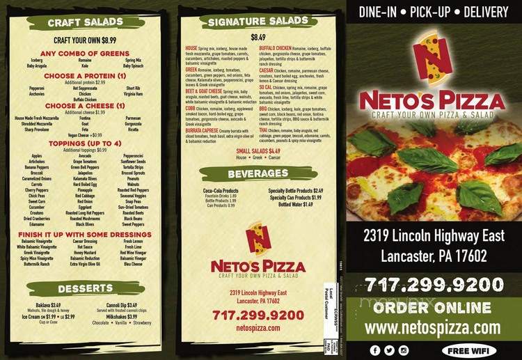 Neto's Pizza - Lancaster, PA menu_pic