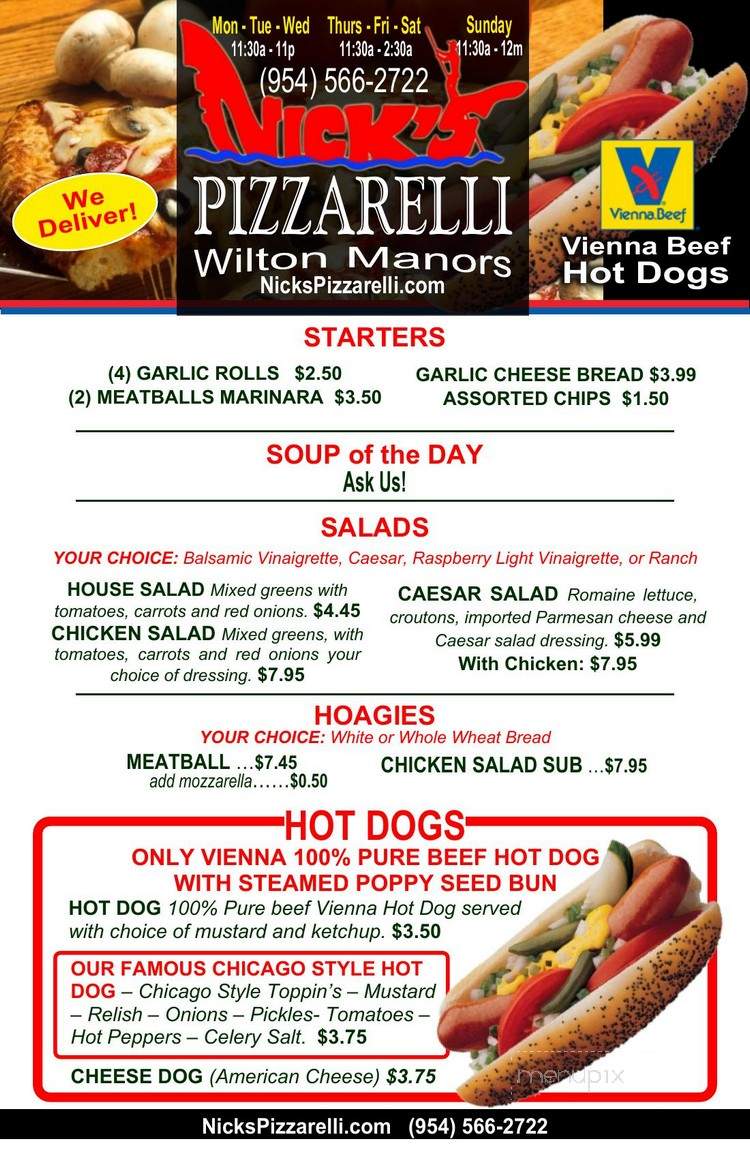 Nick's Pizzarelli - Wilton Manors, FL menu_pic