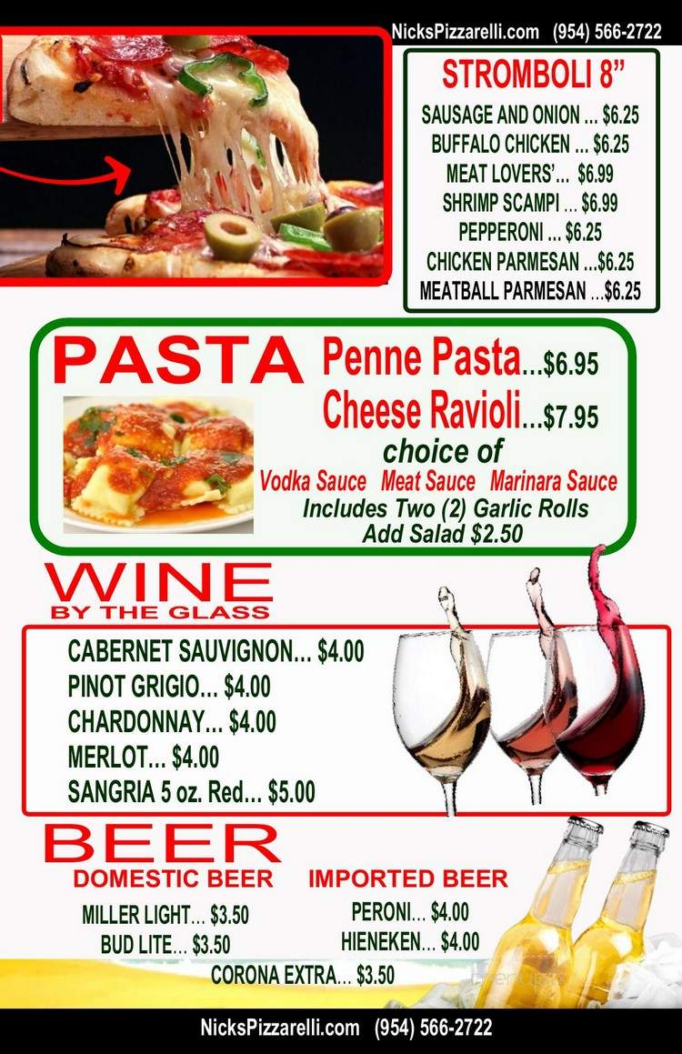 Nick's Pizzarelli - Wilton Manors, FL menu_pic