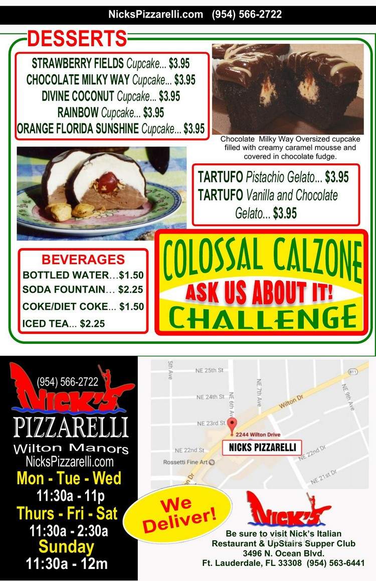 Nick's Pizzarelli - Wilton Manors, FL menu_pic