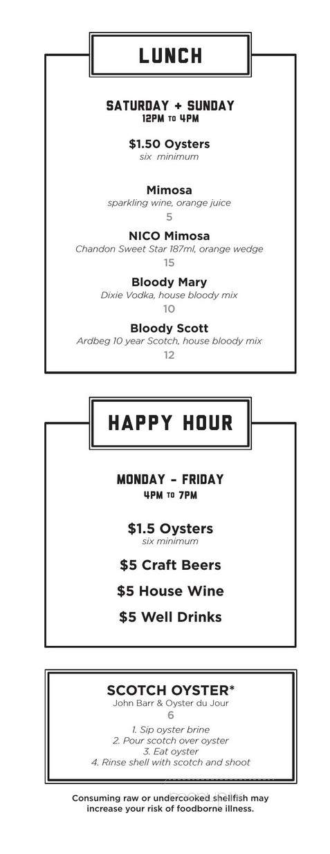 Nico | Oysters + Seafood - Mount Pleasant, SC menu_pic