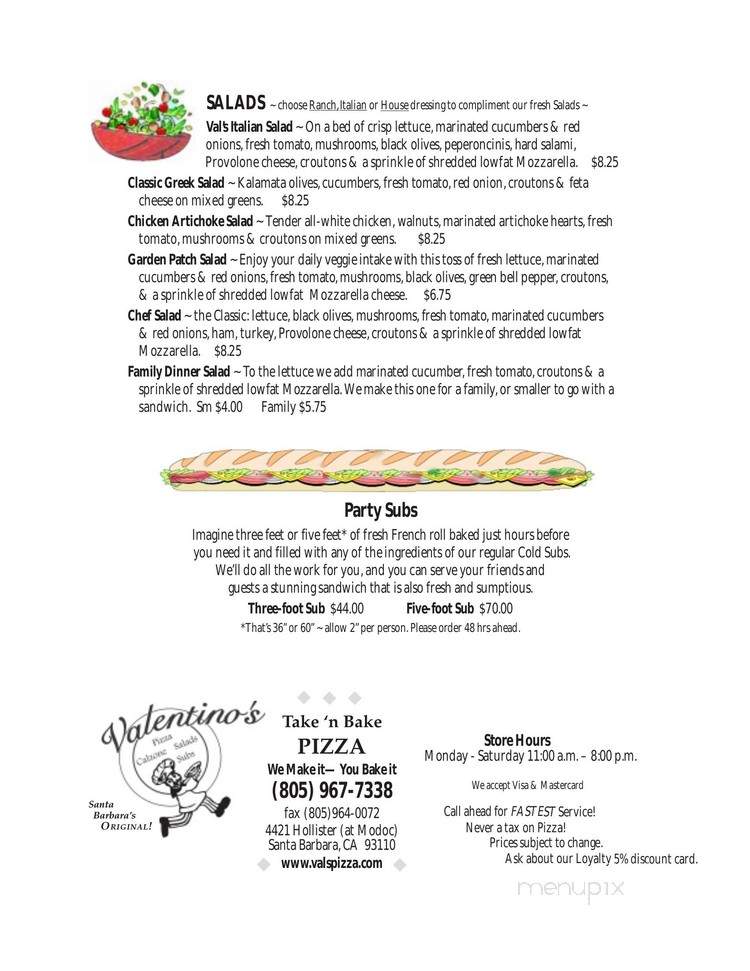 Valentino's Take N Bake Pizza - Santa Barbara, CA