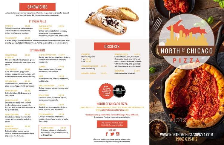 North of Chicago Pizza - Sault Ste. Marie, MI menu_pic