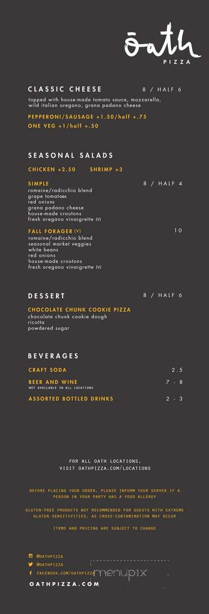 Oath Pizza - Fairfax, VA menu_pic