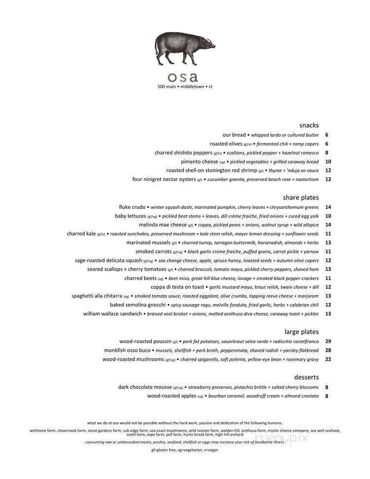 Osa - Middletown, CT menu_pic