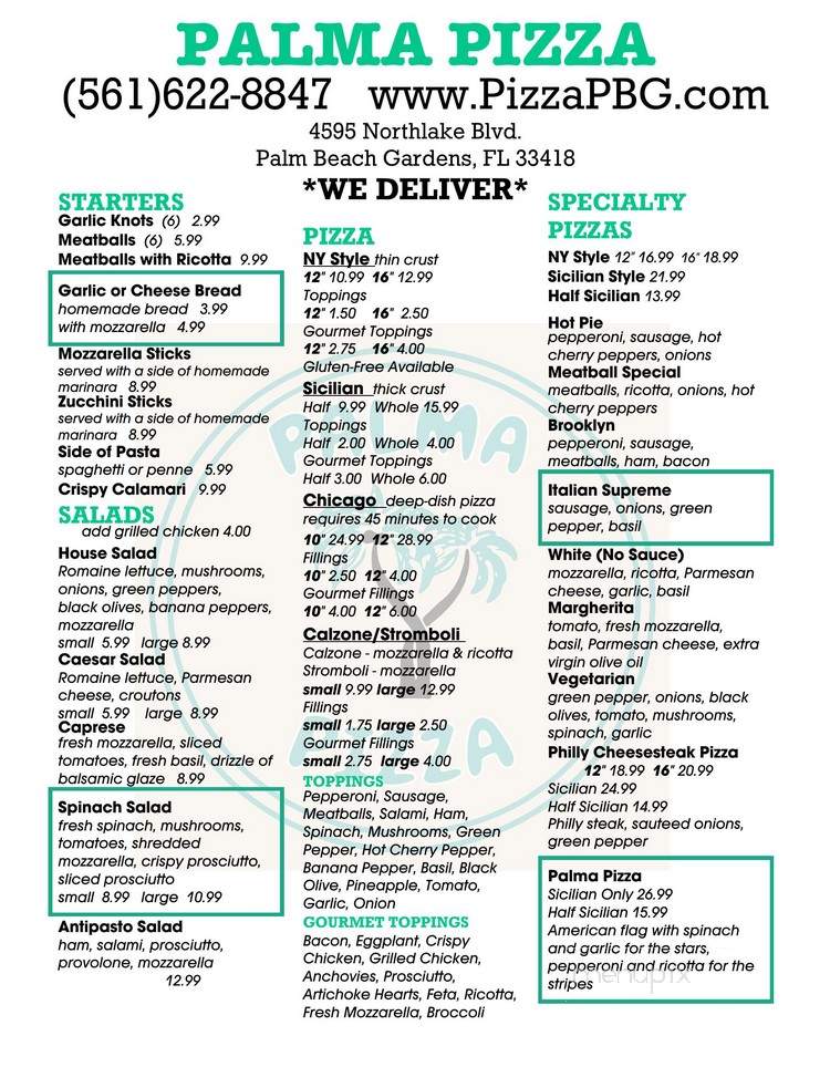 Palma Pizza - Palm Beach Gardens, FL menu_pic