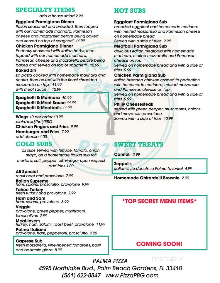 Palma Pizza - Palm Beach Gardens, FL menu_pic