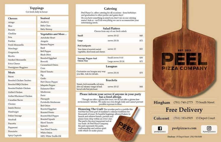 Peel Pizza - Milton, MA menu_pic