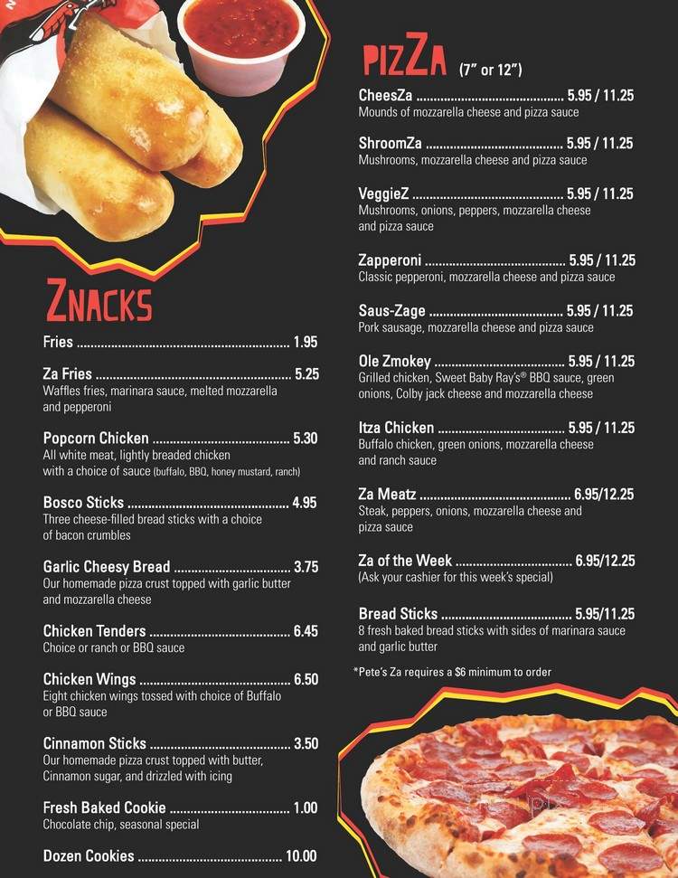 Pete's Za - West Lafayette, IN menu_pic