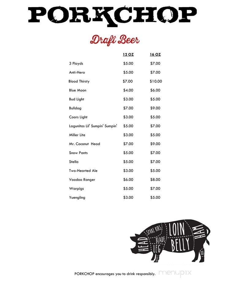 Porkchop - Merrillville, IN menu_pic