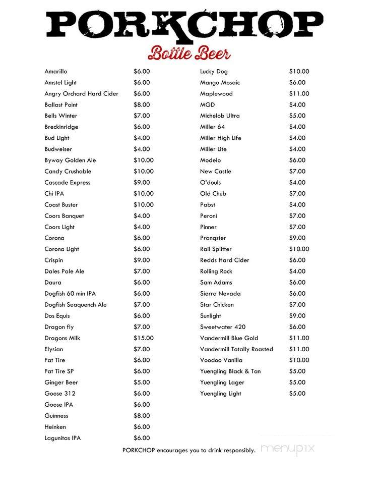 Porkchop - Merrillville, IN menu_pic