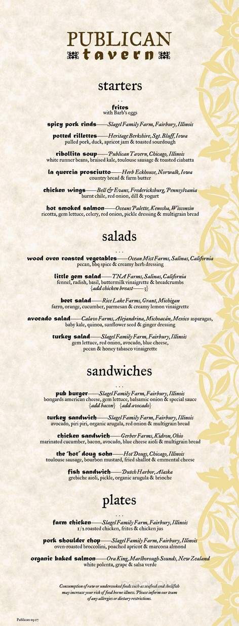 Publican Tavern - Chicago, IL menu_pic