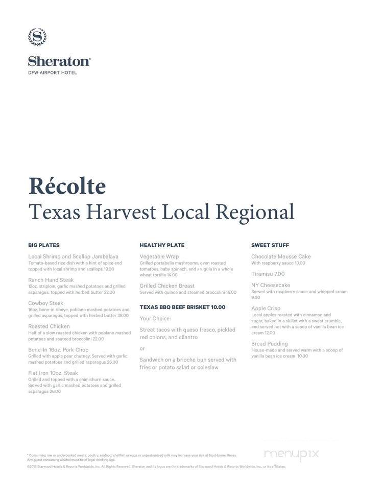 Recolte - Irving, TX menu_pic