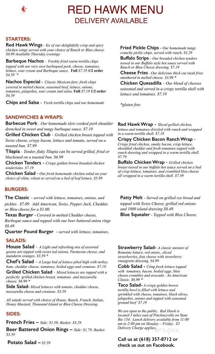 Red Hawk Golf and Grille - Tamaroa, IL menu_pic