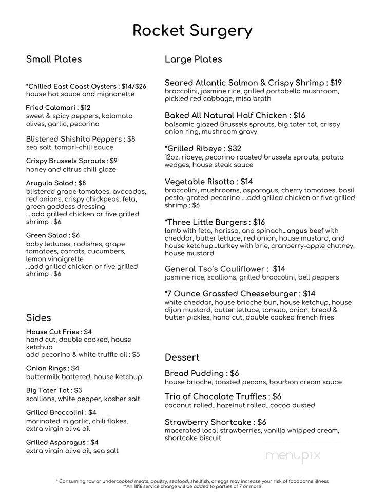 Rocket Surgery - Travelers Rest, SC menu_pic