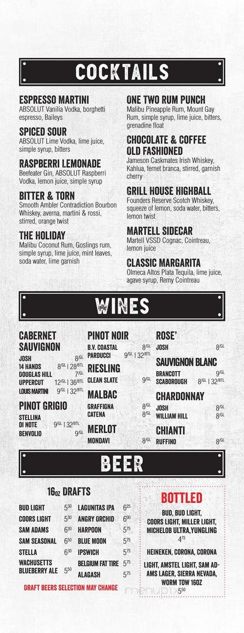 Route 1 Grill House - Saugus, MA menu_pic