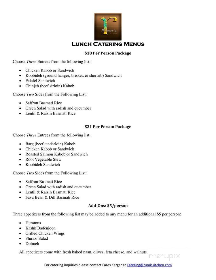 Rumi's Kitchen - Alpharetta, GA menu_pic