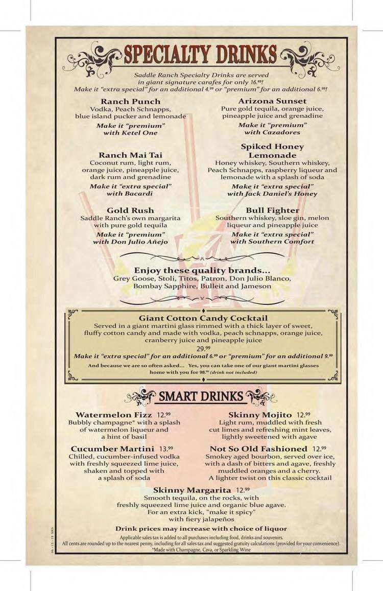 Saddle Ranch Chop House - West Hollywood, CA menu_pic