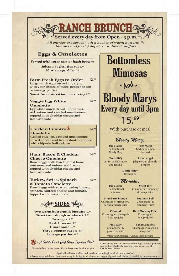 Saddle Ranch Chop House - West Hollywood, CA menu_pic