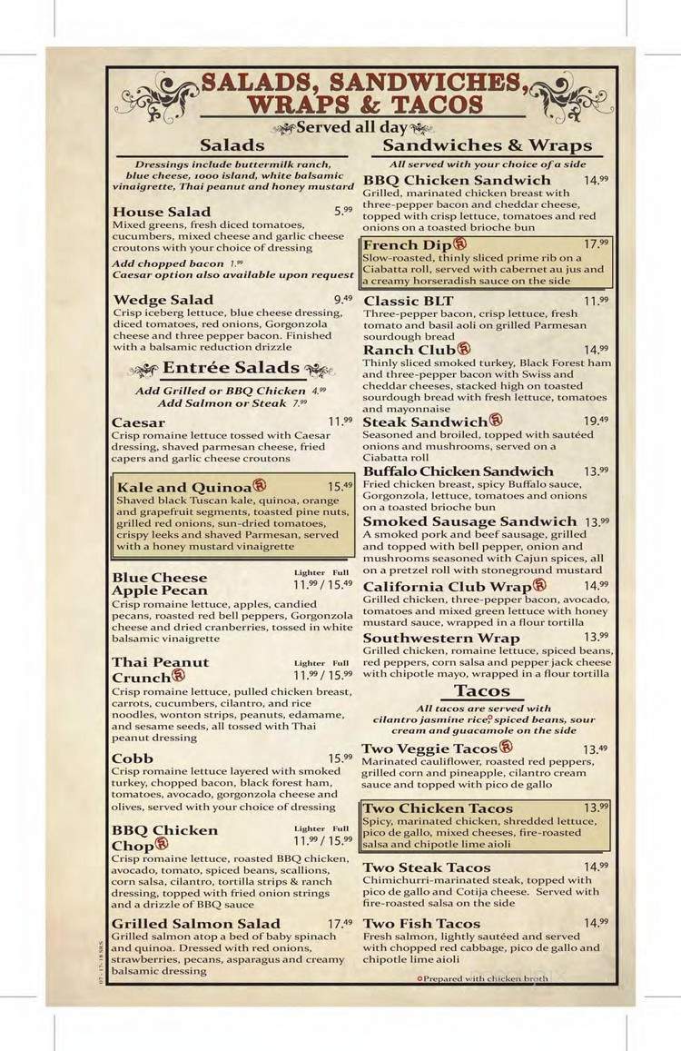 Saddle Ranch Chop House - West Hollywood, CA menu_pic