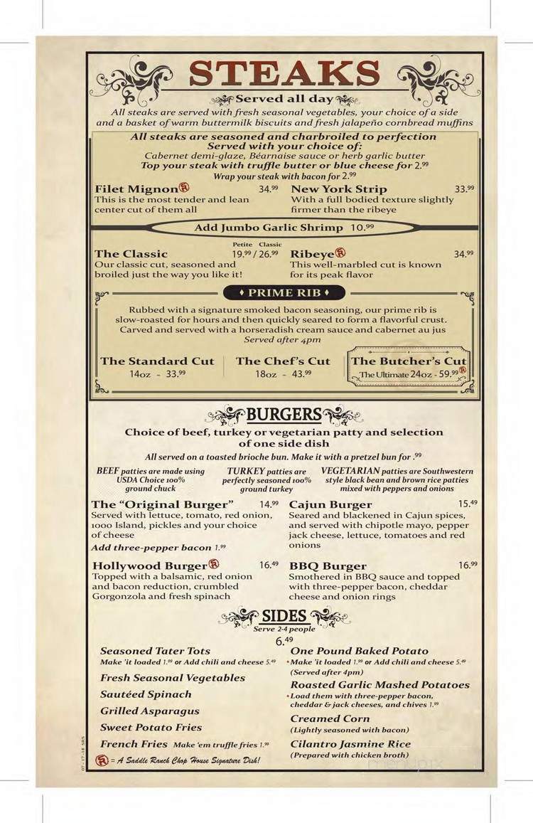 Saddle Ranch Chop House - West Hollywood, CA menu_pic
