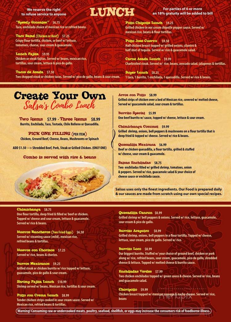 Salsas - Lake City, FL menu_pic