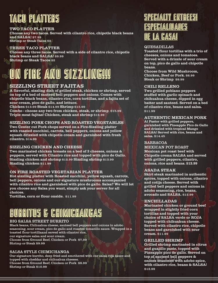 Salsa Street - Palatine, IL menu_pic