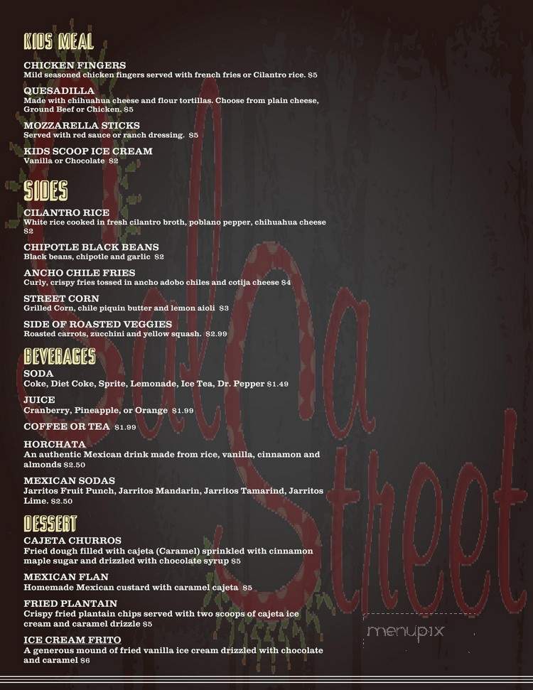 Salsa Street - Palatine, IL menu_pic