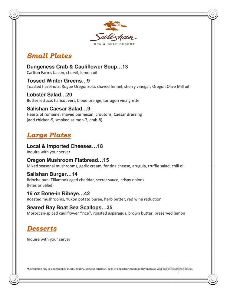 Samphire - Gleneden Beach, OR menu_pic