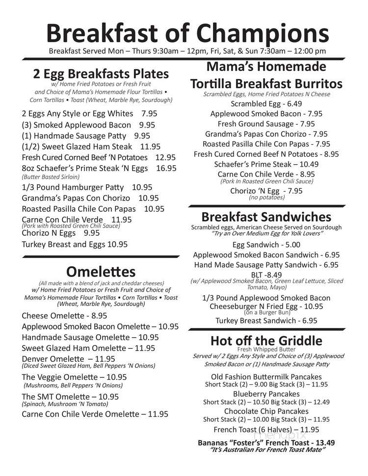 Schaefer's Food 'N Drinks - Chino, CA menu_pic