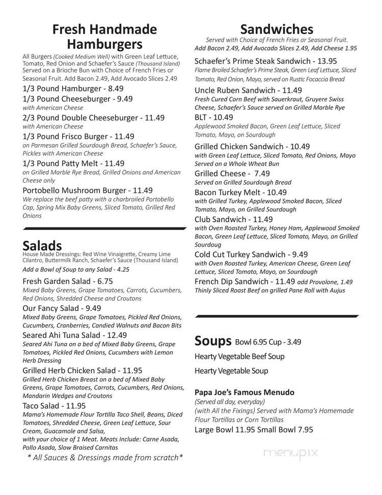 Schaefer's Food 'N Drinks - Chino, CA menu_pic
